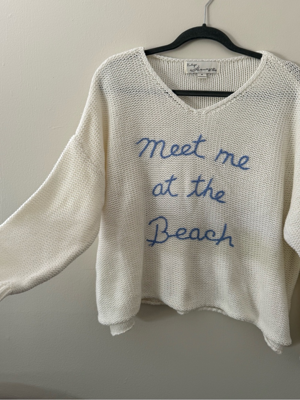 Vintage Havana Meet Me at the Beach Coastal Grandma Lightweight Knit Sweater M - Picture 3 of 12